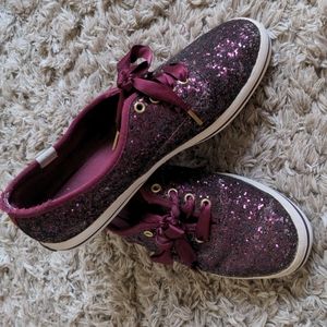Kate Spade X Keds burgundy glitter size 6